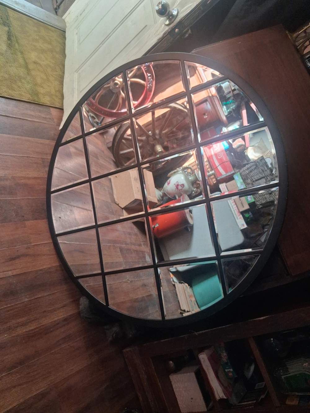 Round Grid Wall Mirror in Black - MODERN Home Wall Decor 36X36IN